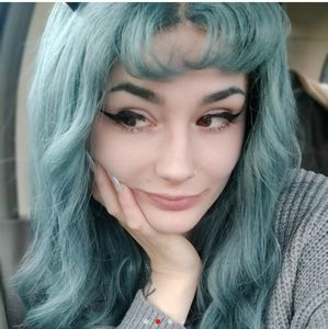 Denim blue human hair wig